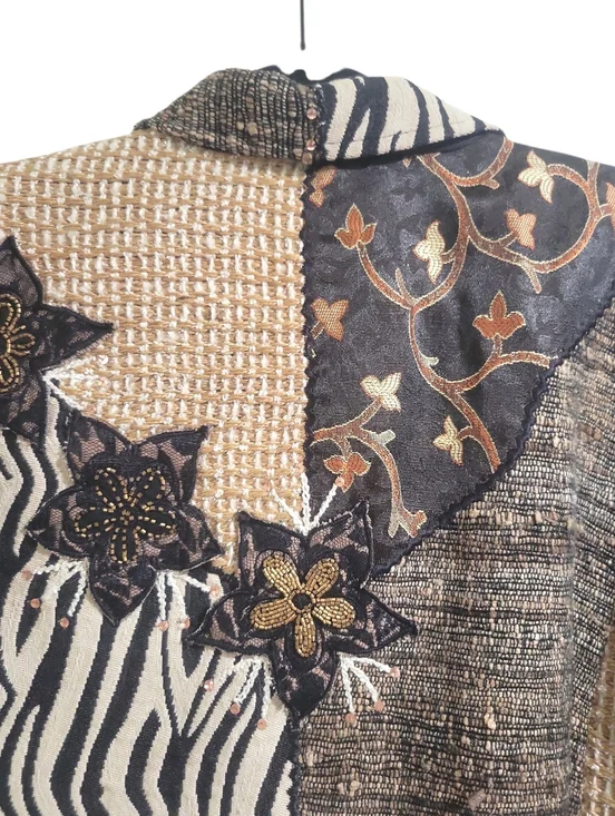 Coldwater Creek Vintage Mixed Media Ornate Patchwork Jacket Size M - Picture 5 of 16